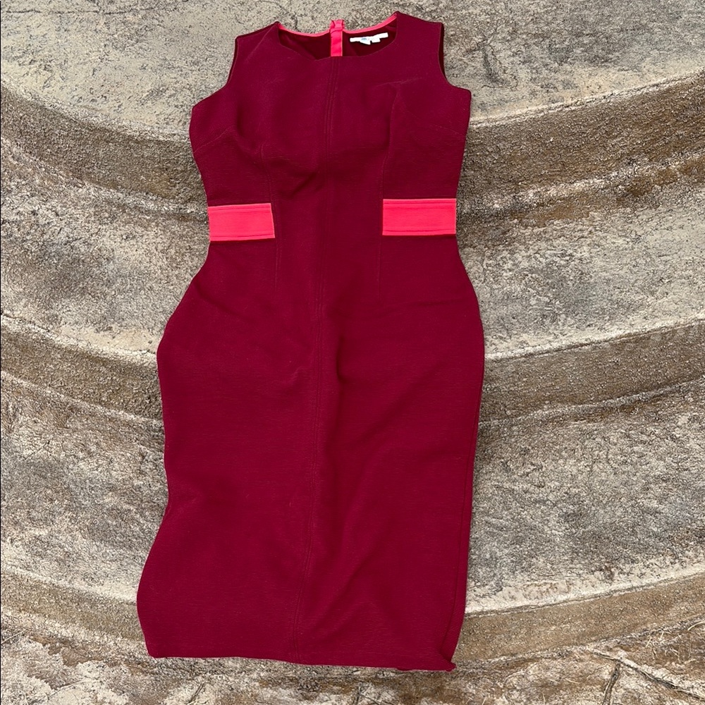 Boden Burgundy and Pink Midi Dress